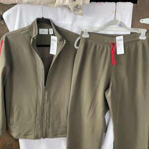 Chico's Olive Green and Red Tracksuit for Casual Style